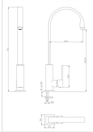 Eengreepsmengkraan Modern Chroom RAI-74