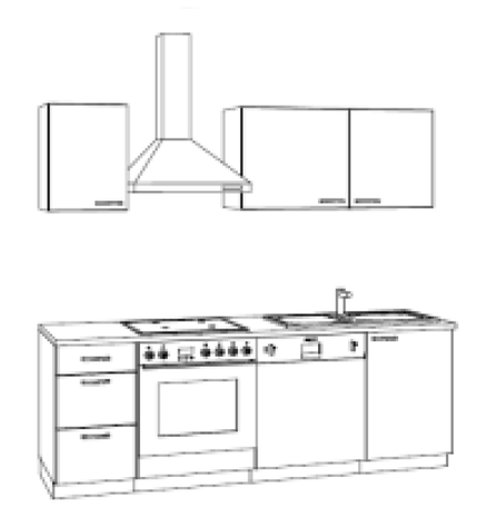 Keuken module 210 cm, incl. elektr. apparaturen KX214E-9 