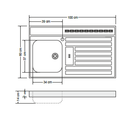 RVS aanrechtblad opleg 100cm x 60cm RAI-385