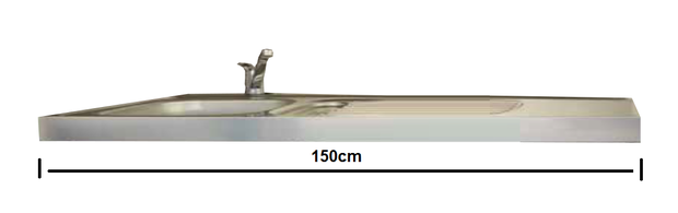 RVS aanrechtblad opleg 150cm x 60cm RAI-387