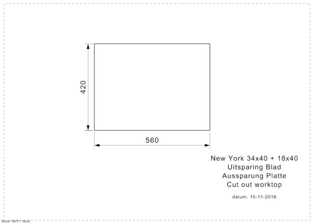 Spoelbak vierhoekig NEW YORK 34X40+18X40 (L) INTEGRATED RAI-9432 