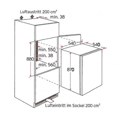 Inbouw koelkast met vriesvak KS120.4A + EBC RAI-5341