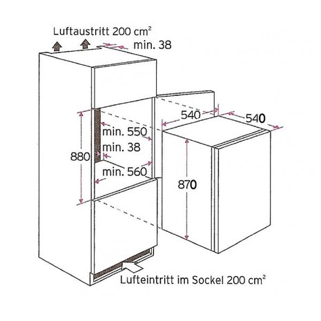 Inbouw koelkast met vriesvak KS120.4A + EBC RAI-5341
