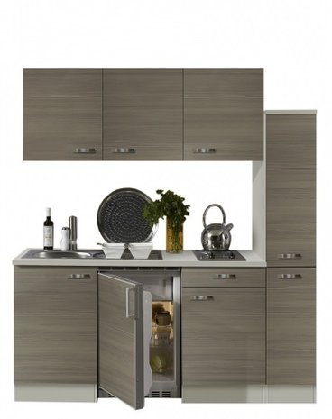 Keukenblok 180 grjs-bruin incl koelkast en e-kookplaat RAI-33401