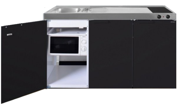 MKM 150 Zwart mat met  losse magnetron en koelkast RAI-330