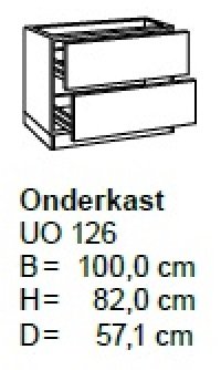 Onderkast 100cm met 2 uittreklades UO126-9