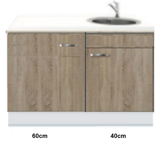 Kitchenette 100cm Padua Houtnerf incl mini inbouw koelkast RAI-2253