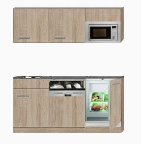 Kitchenette 180cm incl inbouw koelkast en combi magnetron en vaatwasser RAI-3030