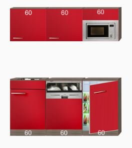 Kitchenette 180cm incl inbouw koelkast en combi magnetron en vaatwasser RAI-3030