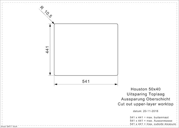 spoelbak vierkant HOUSTON 50X40 Rai-885