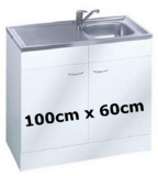 Keukenblok Klassiek 60 Wit met RVS aanrecht 100cm x 60cm RAI-0011_