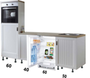 Design Keukenblok 210cm MDF met oven en inbouw koelkast RAI-8185