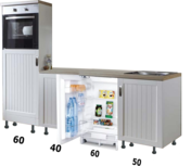 Design Keukenblok 210cm MDF met oven en inbouw koelkast RAI-8185 Design Keukenblok 210cm MDF met oven en inbouw koelkast RAI-8185