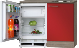 Keukenblok Imola Rood hoogglans met inbouw koelkast 120cm RAI-4422 Keukenblok Imola Rood hoogglans met inbouw koelkast 120cm RAI-4422