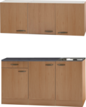 Keukenblok Beuken 150 x 50 diep met spoelbak en bovenkast RAI-449 Keukenblok Beuken 150 x 50 diep met spoelbak en bovenkast RAI-449