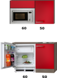 Kitchenette 110cm met magnetron koelkast en kookplaat OPTI-051 Kitchenette 110cm met magnetron koelkast en kookplaat OPTI-051