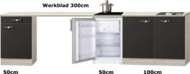 Kitchenette Faro Antraciet 300cm met koelkast HRG-588 Kitchenette Faro Antraciet 300cm met koelkast HRG-588