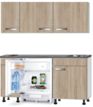 Kitchenette 150cm Padua incl wandkasten en inbouw koelkast RAI-500