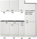 Kitchenette 190cm Lagos wint glans incl inbouw koelkast RAI-301