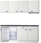 Kitchenette 190cm wit glans incl koelkast en afzuigkap HRG-508