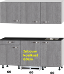 kitchenette 180cm incl inbouw koelkast en kookplaat RAI-433