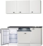 Kitchenette 160cm wit hoogglans met vaatwasser en koelkast en kookplaat RAI-42