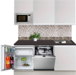 Kitchenette 180cm greeploos wit met koelkast en vaatwasser RAI-449