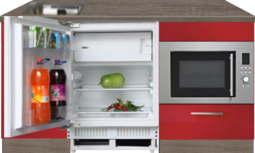 kitchenette 160cm rood incl inbouw koelkast en inbouw combi magnetron RAI-4499 kitchenette 160cm rood incl inbouw koelkast en inbouw combi magnetron RAI-4499