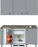 Kitchenette 180cm grijs met inbouw koelkast en wandkasten RAI-886