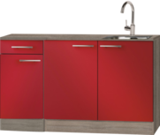 keukenblok Rood hoogglans 130 cm incl spoelbak RAI-04838