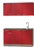 keukenblok Rood hoogglans 130 cm met wandkasten RAI-932