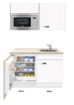 Kitchenette Lagos wit Hoogglans 120cm met magnetron OPTI-01