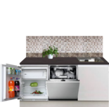 Kitchenette 170cm greeploos wit met koelkast en vaatwasser RAI-551