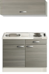 Keukenblok Vigo grjs-bruin met een la en wandkast en elec kookplaat 100 x 60 cm HRG-2022