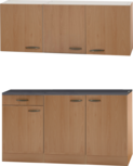 Keukenblok Beuken 150 x 50 diep zonder spoelbak met bovenkast RAI-450 Keukenblok Beuken 150 x 50 diep zonder spoelbak met bovenkast RAI-450