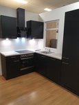 Showmodel zwarte hoek keuken 180cm +  240cm met inbouw apparatuur per direct leverbaar NEW-5550