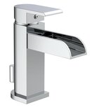 IDROVIA ééngreepsmengkraan wastafel met watervaluitloop, chroom  keramische schijven  geluidsarme, verwisselbare 25 mm cartouche  flexibele metalen aansluitslangen  1 ¼