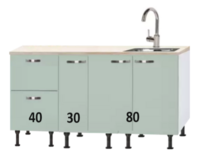 Keukenblok 150 cm groen RAI-925 Keukenblok 150 cm groen RAI-925