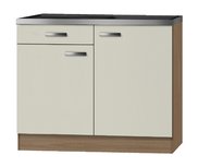 Keukenblok Klassiek 60 Cream met een la, RVS aanrecht 100cm x 60cm SPL106-6-OPTI