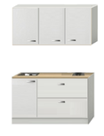 Kitchenette Wit hoogglans 140cm met schuif laden KIT-384 Kitchenette Wit hoogglans 140cm met schuif laden KIT-384