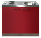 Keukenblok Rood hoogglans 100cm met twee deuren incl e-kookplaat RAI-1216