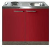 Keukenblok Rood hoogglans 100cm met twee deuren incl e-kookplaat RAI-1216 Keukenblok Rood hoogglans 100cm met twee deuren incl e-kookplaat RAI-1216