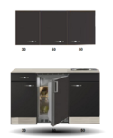 Kitchenette Faro Antraciet 130cm HRG-5384 Kitchenette Faro Antraciet 130cm HRG-5384