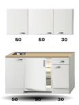 Kitchenette Wit hoogglans 130 CM incl. koelkast HRG-13224 Kitchenette Wit hoogglans 130 CM incl. koelkast HRG-13224