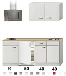 Kitchenette 190cm Wit Hoogglans incl. 2-pit kookplaat, koelkast en afzuigkap HRF-4601