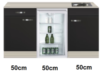 keukenblok 150cm met glazen koelkast RAI-4442
