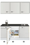 Kitchenette 150cm met inbouw koelkast van 60cm RAI-1555 Kitchenette 150cm met inbouw koelkast van 60cm RAI-1555