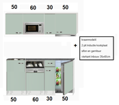 keukenblok 190 groen zijdeglans incl koelkast, kookplaat, afzuigkap en magnetron RAO-888 keukenblok 190 groen zijdeglans incl koelkast, kookplaat, afzuigkap en magnetron RAO-888
