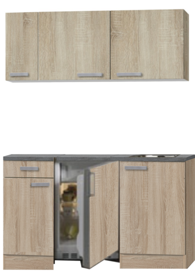 kitchenette 130 houtnerf incl koelkast en e-kookplaat RAI-3321