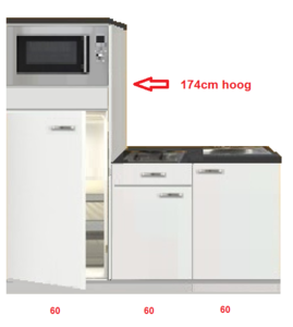 Verbazingwekkend Keukenblok 180 wit hoogglans incl koelkast en magnetron RAI-3303 HN-31